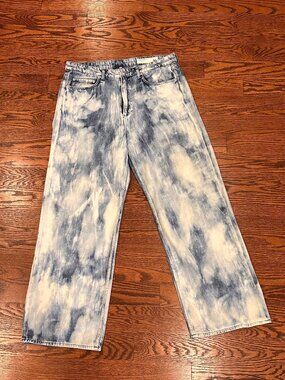 Rag & Bone Logan Bleach Splatter Wide Leg Jeans Size 32 Indwaterco